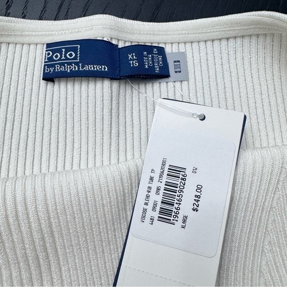 NWT Polo by Ralph Lauren White Rib Knit Corset  Bustier Top - Size XL - Picture 6 of 6